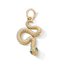 14K Gold Plated Green CZ Snake Necklace Charm