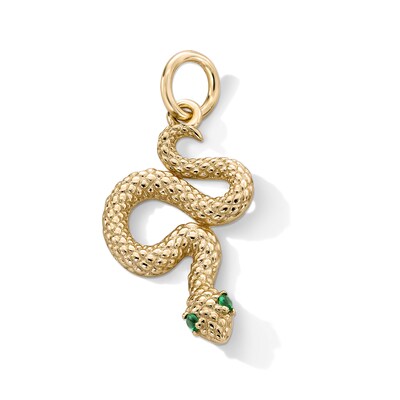 14K Gold Plated Green CZ Snake Necklace Charm