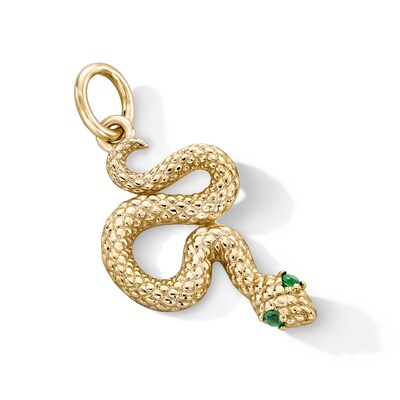 14K Gold Plated Green CZ Snake Necklace Charm