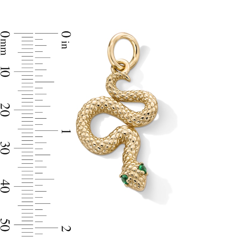 Main Image 3 of 14K Gold Plated Green CZ Snake Necklace Charm