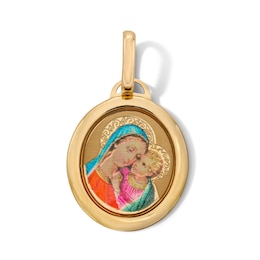 10K Solid Gold Madonna and Child Necklace Charm