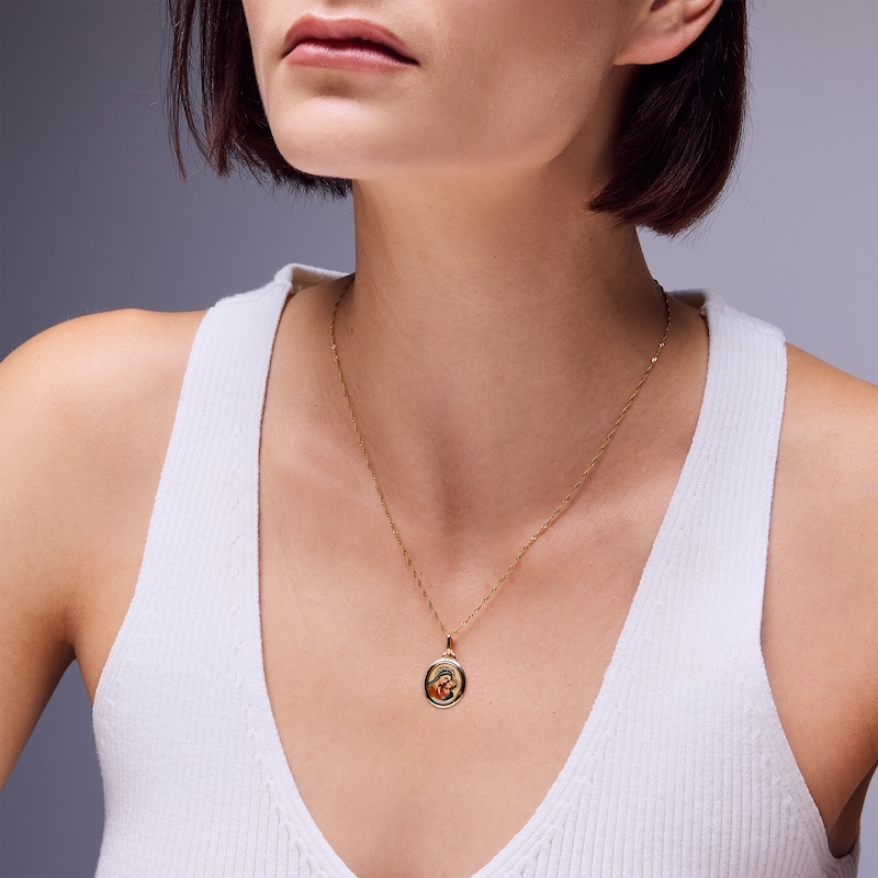 Main Image 2 of 10K Solid Gold Madonna and Child Necklace Charm