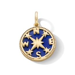 14K Gold Plated Created Agate Compass Necklace Charm