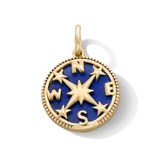 14K Gold Plated Created Agate Compass Necklace Charm