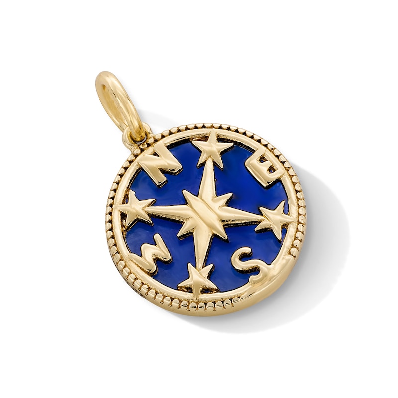 Main Image 2 of 14K Gold Plated Created Agate Compass Necklace Charm