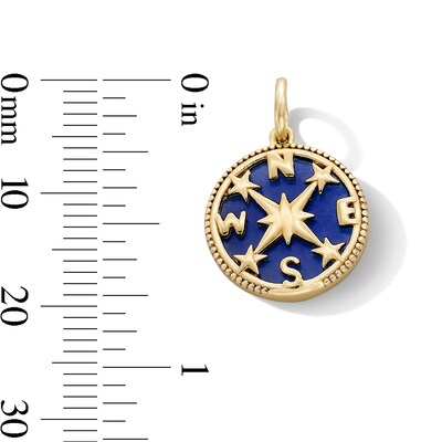 14K Gold Plated Created Agate Compass Necklace Charm