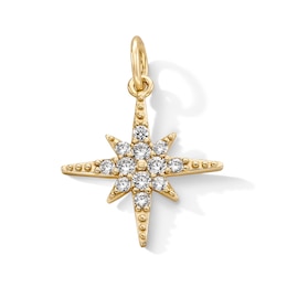 14K Gold Plated CZ North Star Necklace Charm