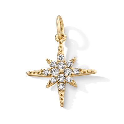 14K Gold Plated CZ North Star Necklace Charm