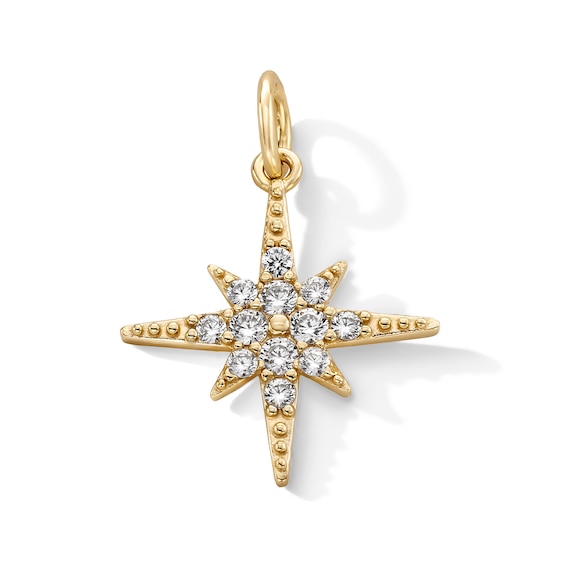 14K Gold Plated CZ North Star Necklace Charm