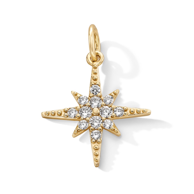 14K Gold Plated CZ North Star Necklace Charm