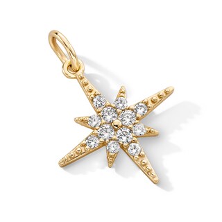 14K Gold Plated CZ North Star Necklace Charm