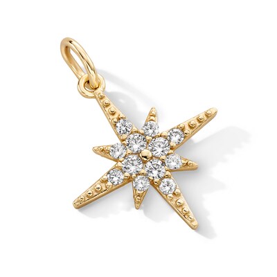 14K Gold Plated CZ North Star Necklace Charm