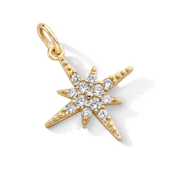 14K Gold Plated CZ North Star Necklace Charm