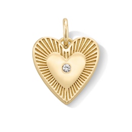 14K Gold Plated CZ Center Heart Necklace Charm