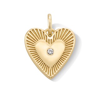 14K Gold Plated CZ Center Heart Necklace Charm