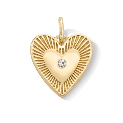 14K Gold Plated CZ Center Heart Necklace Charm