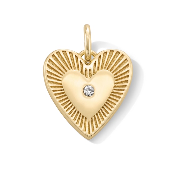 14K Gold Plated CZ Center Heart Necklace Charm