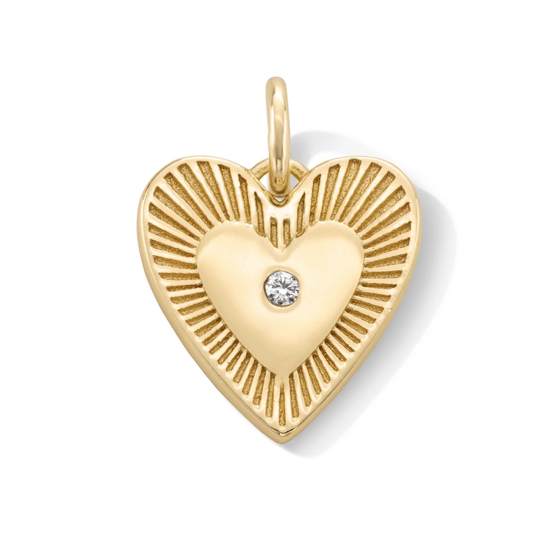 14K Gold Plated CZ Center Heart Necklace Charm