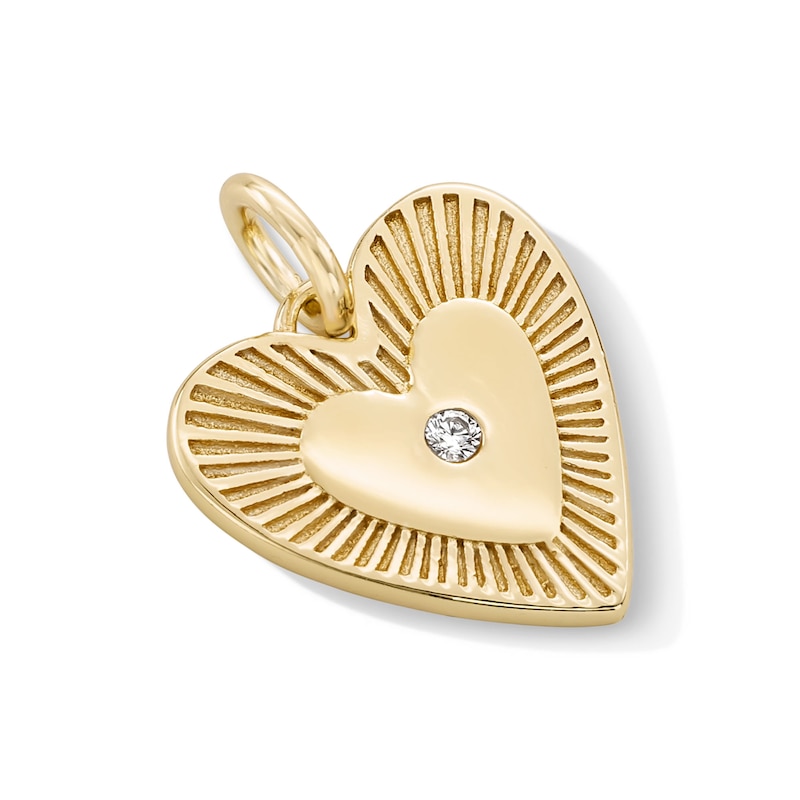 Main Image 2 of 14K Gold Plated CZ Center Heart Necklace Charm