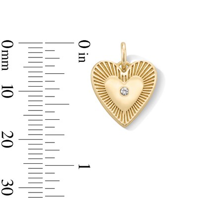 14K Gold Plated CZ Center Heart Necklace Charm