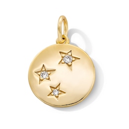 14K Gold Plated CZ Star Disk Necklace Charm