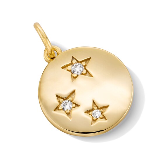 14K Gold Plated CZ Star Disk Necklace Charm
