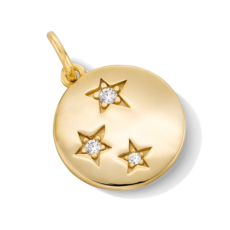 Main Image 2 of 14K Gold Plated CZ Star Disk Necklace Charm