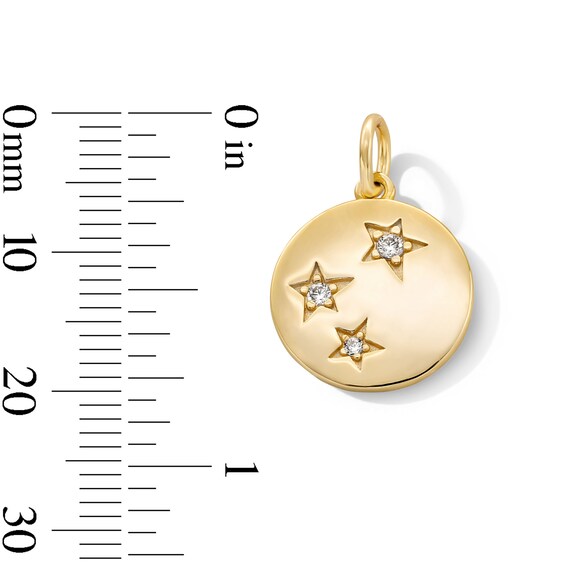 14K Gold Plated CZ Star Disk Necklace Charm