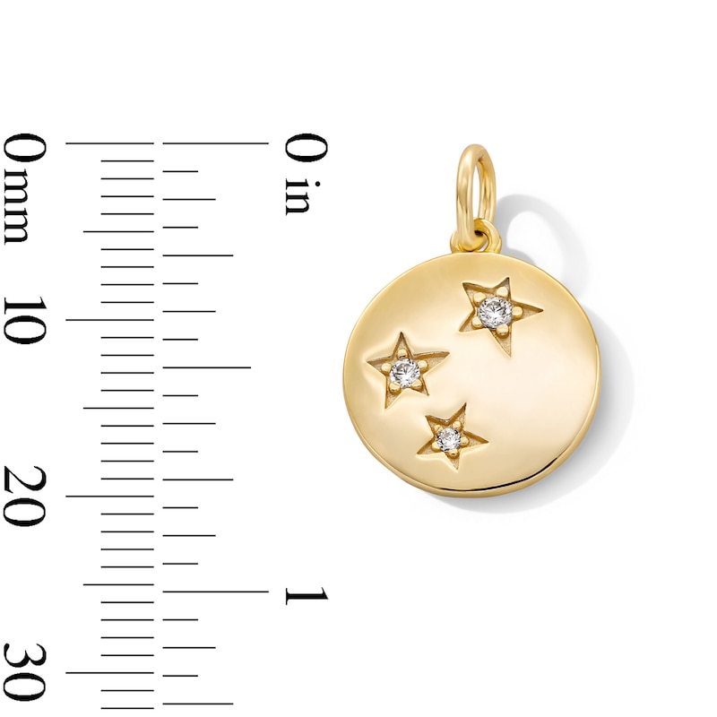Main Image 3 of 14K Gold Plated CZ Star Disk Necklace Charm