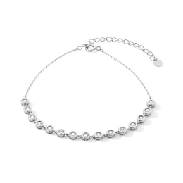 Sterling Silver CZ Round Bezel Bracelet - 7.5"