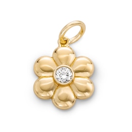 14K Gold Plated CZ Flower Necklace Charm
