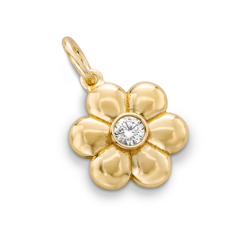 Main Image 2 of 14K Gold Plated CZ Flower Necklace Charm