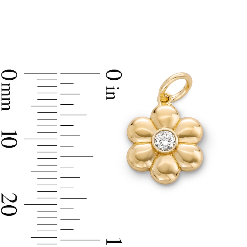 Main Image 3 of 14K Gold Plated CZ Flower Necklace Charm