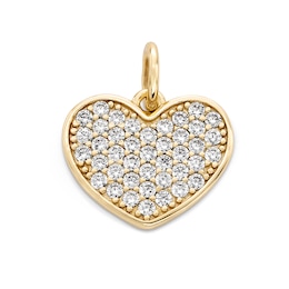 14K Gold Plated CZ Heart Necklace Charm
