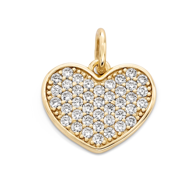 14K Gold Plated CZ Heart Necklace Charm