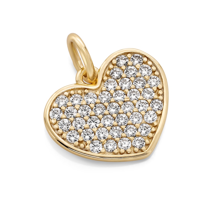 Main Image 2 of 14K Gold Plated CZ Heart Necklace Charm