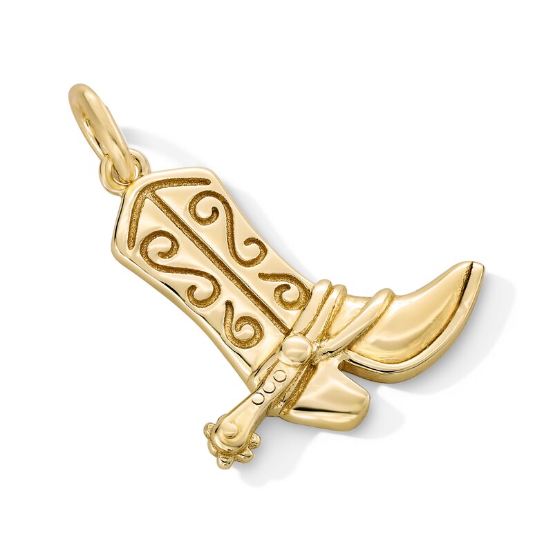 Main Image 2 of 14K Gold Plated Cowboy Boot Necklace Charm
