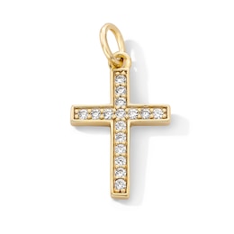 14K Gold Plated CZ Cross Necklace Charm