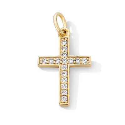 14K Gold Plated CZ Cross Necklace Charm