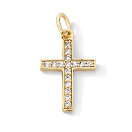 14K Gold Plated CZ Cross Necklace Charm