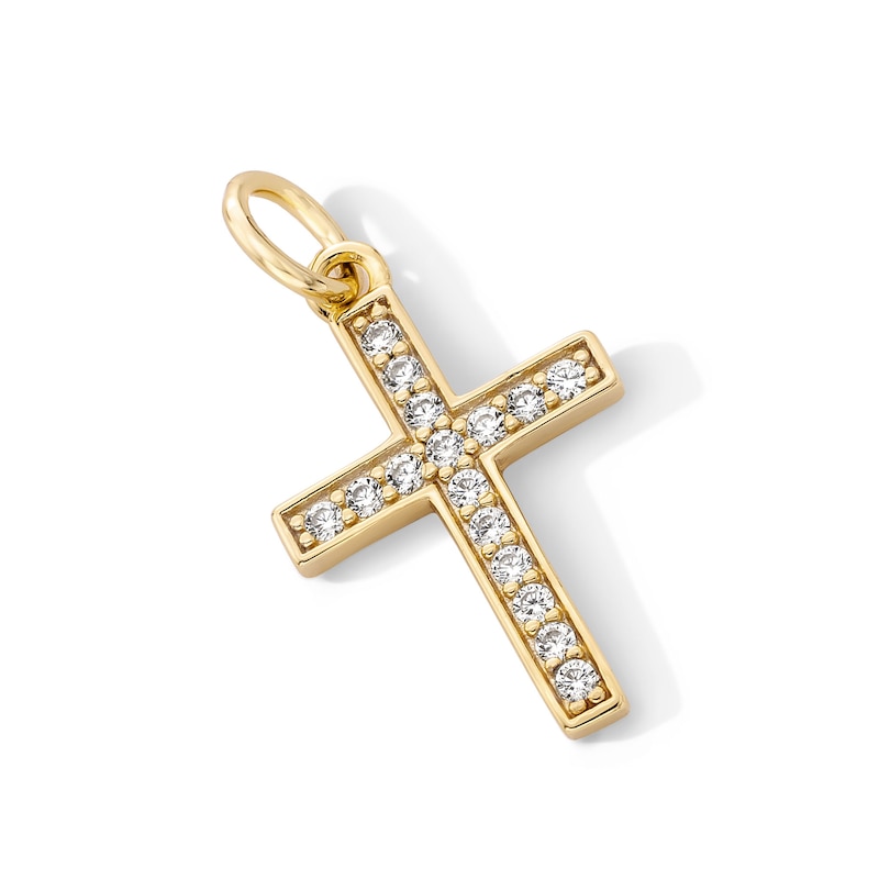 Main Image 2 of 14K Gold Plated CZ Cross Necklace Charm