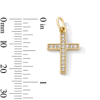 14K Gold Plated CZ Cross Necklace Charm