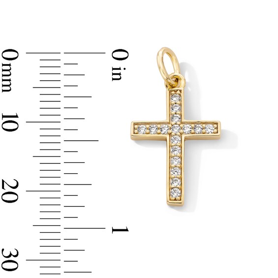 14K Gold Plated CZ Cross Necklace Charm