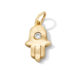 14K Gold Plated CZ Center Hamsa Necklace Charm