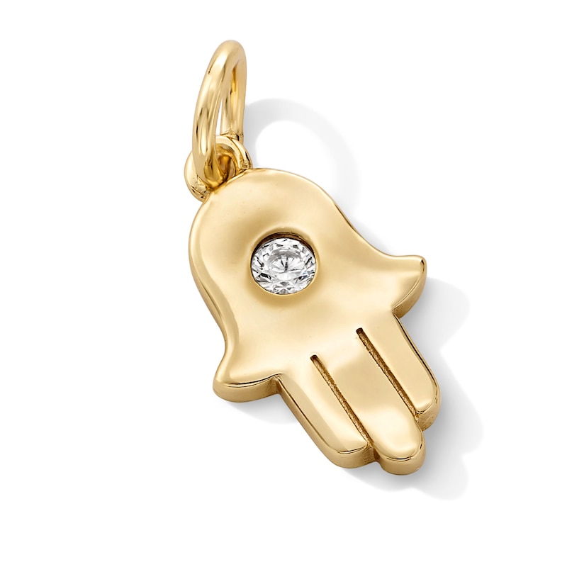 Main Image 2 of 14K Gold Plated CZ Center Hamsa Necklace Charm