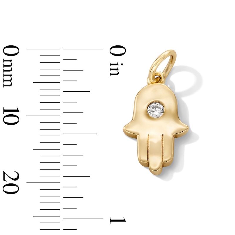 Main Image 3 of 14K Gold Plated CZ Center Hamsa Necklace Charm