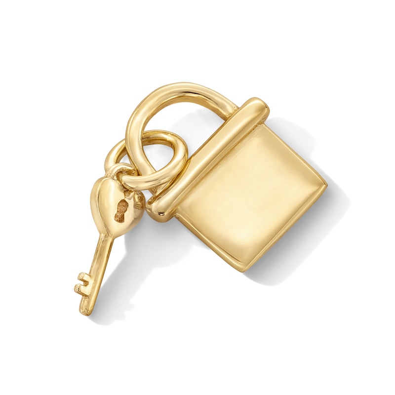 Main Image 2 of 14K Gold Plated Lock and Key Necklace Charm
