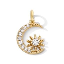 14K Gold Plated CZ Moon and Star Necklace Charm