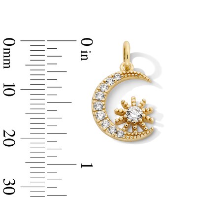14K Gold Plated CZ Moon and Star Necklace Charm