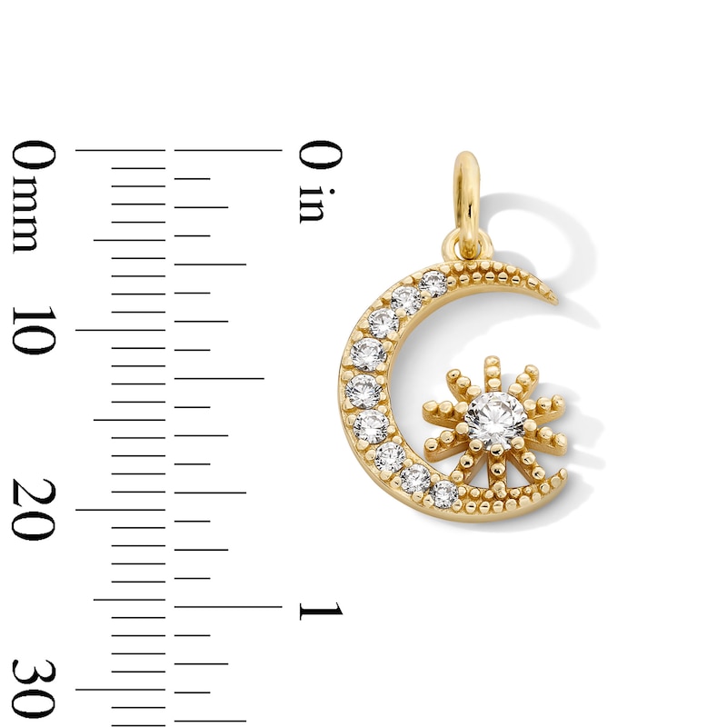Main Image 3 of 14K Gold Plated CZ Moon and Star Necklace Charm